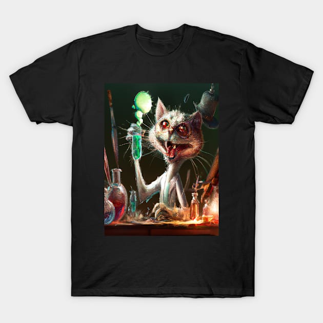 Cat Mad Scientist T-Shirt by MishaHelpfulKit
